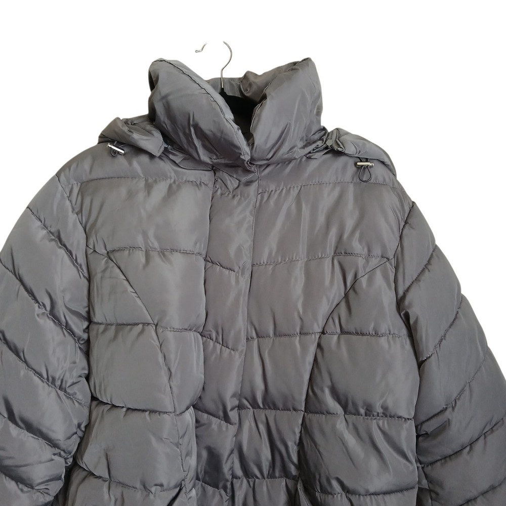 Steve Madden Gray Puffer Coat Womens Plus Size 2X Long Quilted Winter Jacket - Picture 10 of 16